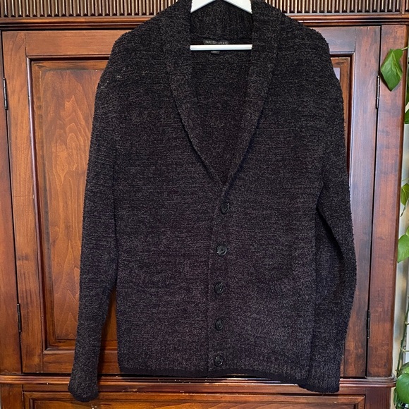Barefoot Dreams Other - Barefoot Dreams Men's Shawl Collar Cardigan Heathered Carbon and Black Small